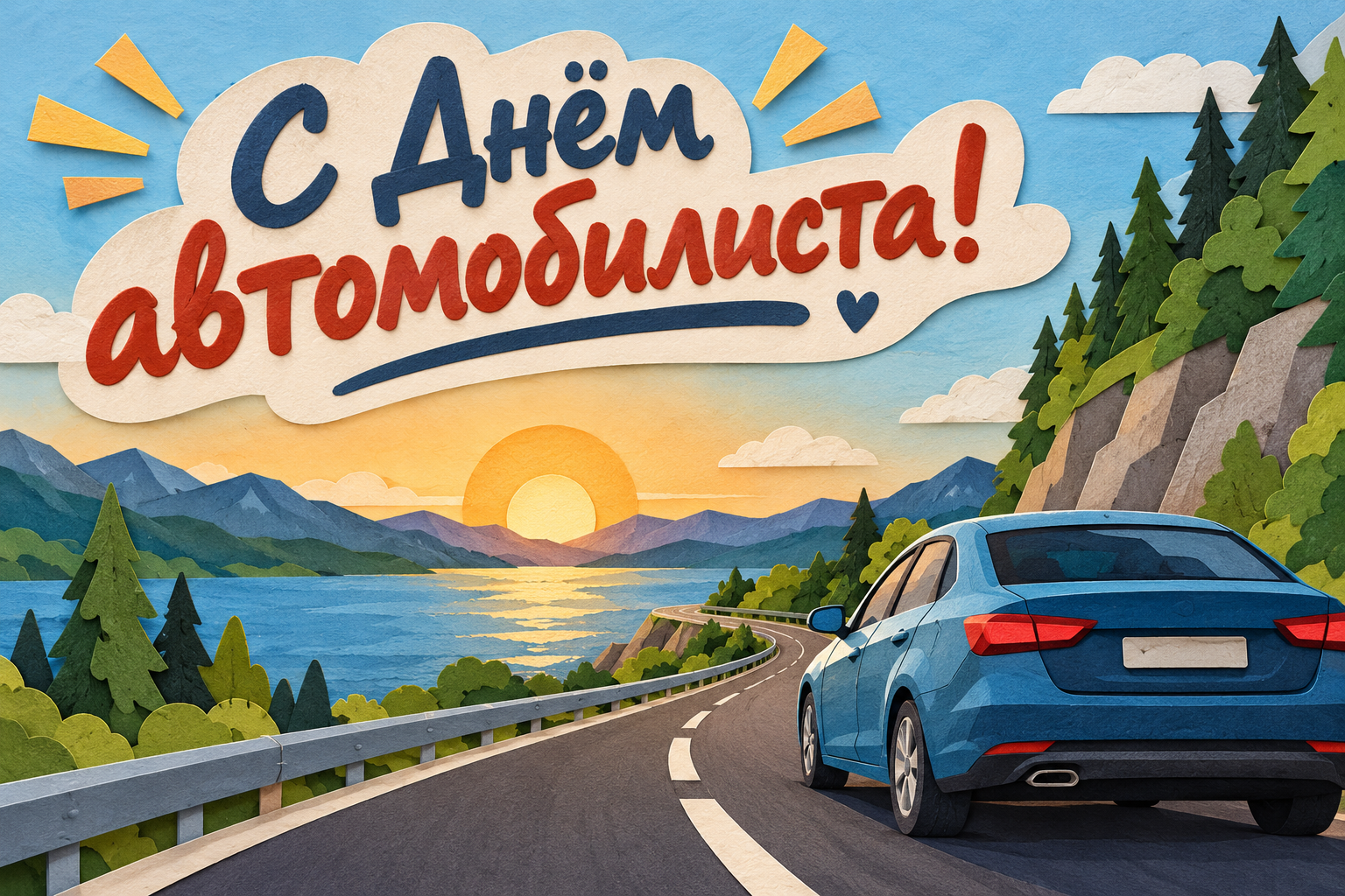 Поздравительная открытка с Днём автомобилиста