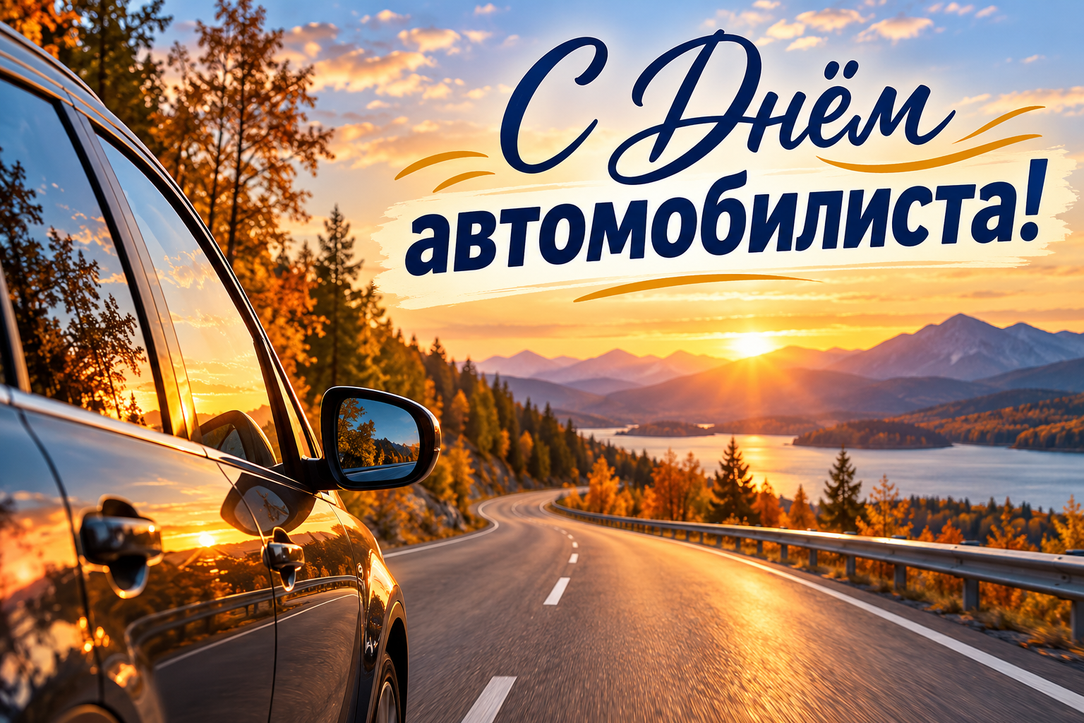 Поздравительная открытка ко Дню автомобилиста