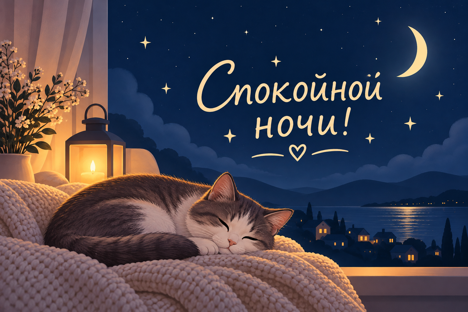 Открытка с пожеланием доброй ночи
